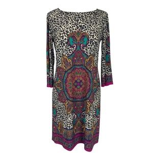 London Times Jersey Shift Dress Multi Color Print